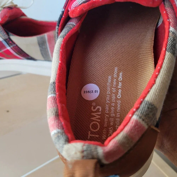 NEW Tom’s Women’s Del Ray Tartan Plaid Sneaker - Red & Brown (Size 6½) - Picture 6 of 15